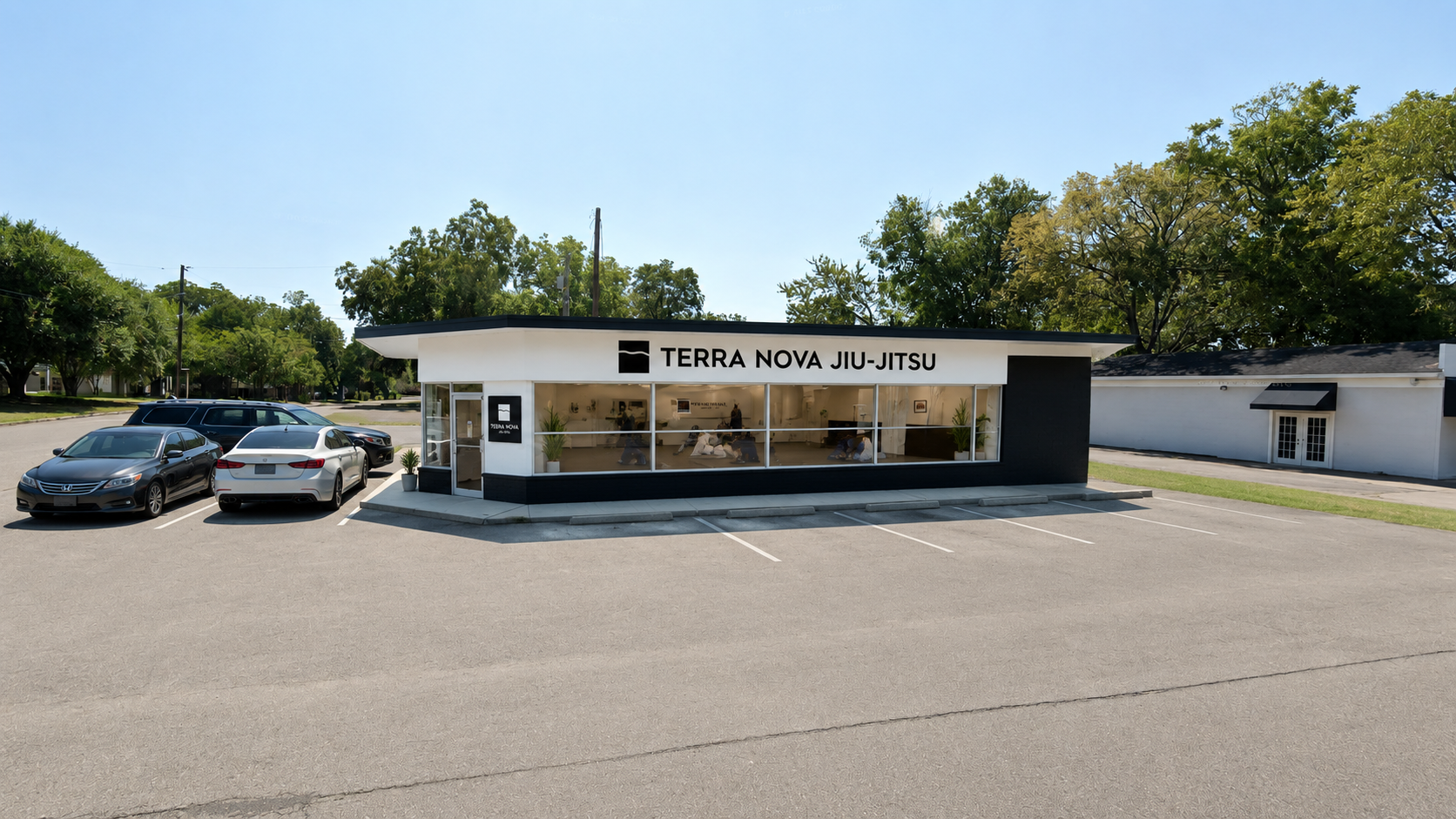 Terra Nova Jiu-Jitsu storefront concept for a Mineola lifestyle academy
